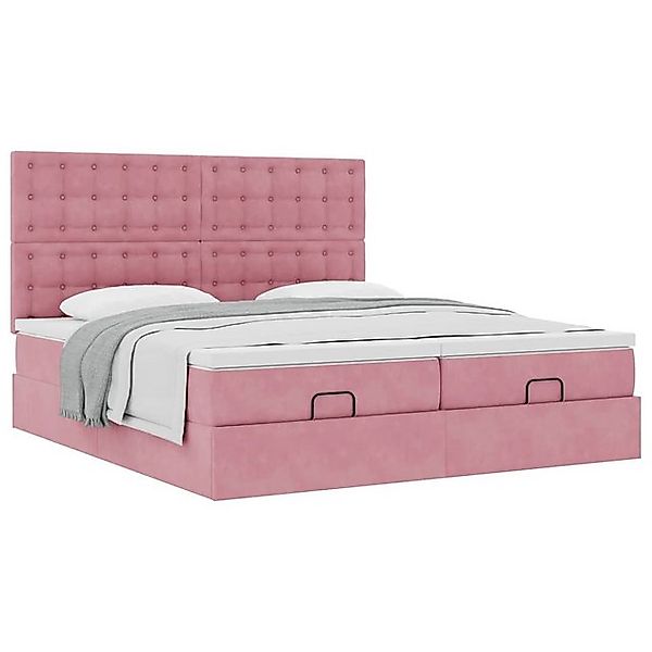 vidaXL Bett Ottoman-Bett mit Matratzen Rosa 180x200 cm Samt günstig online kaufen