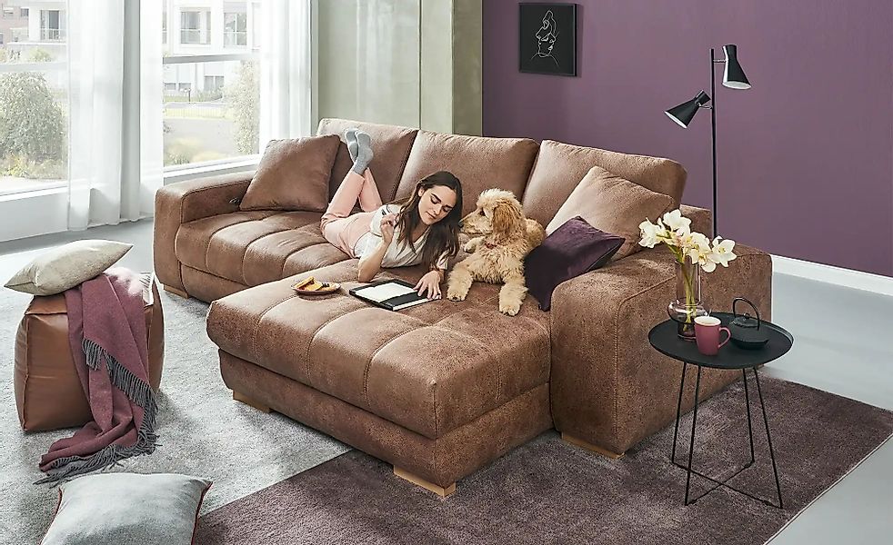bobb Ecksofa mit elektrischer Sitztiefenverstellung Caro ¦ braun ¦ Maße (cm günstig online kaufen