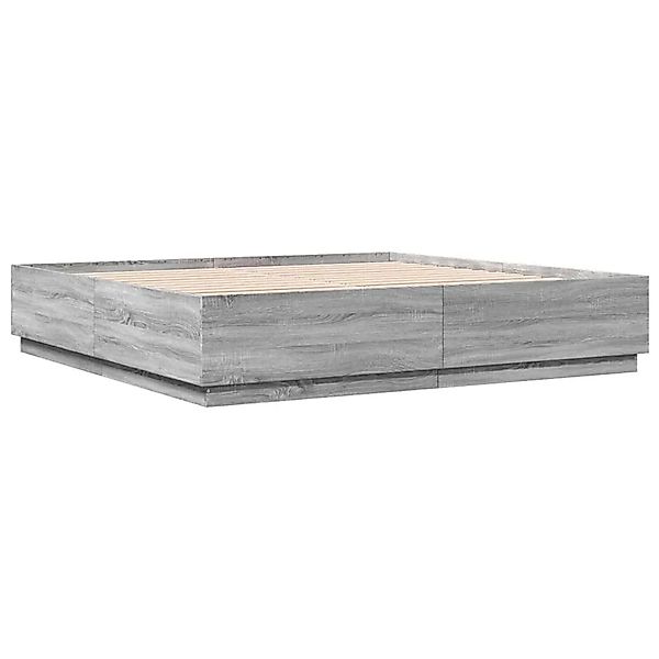 vidaXL Bettgestell mit LED Grau Sonoma 200x200 cm Holzwerkstoff 3209588 günstig online kaufen