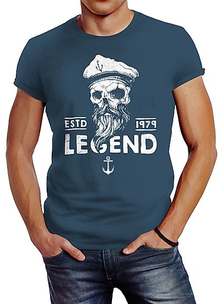 Neverless Print-Shirt Herren T-Shirt Skull Captain günstig online kaufen