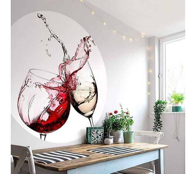 K&L Wall Art Fototapete Fototapete Küche Weingläser Weiß Rotwein Vliestapet günstig online kaufen