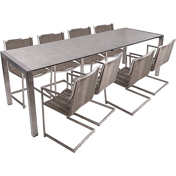 Garden Pleasure Gartenmöbel-Set 05 Sienna 9-teilig Grau-Silber günstig online kaufen