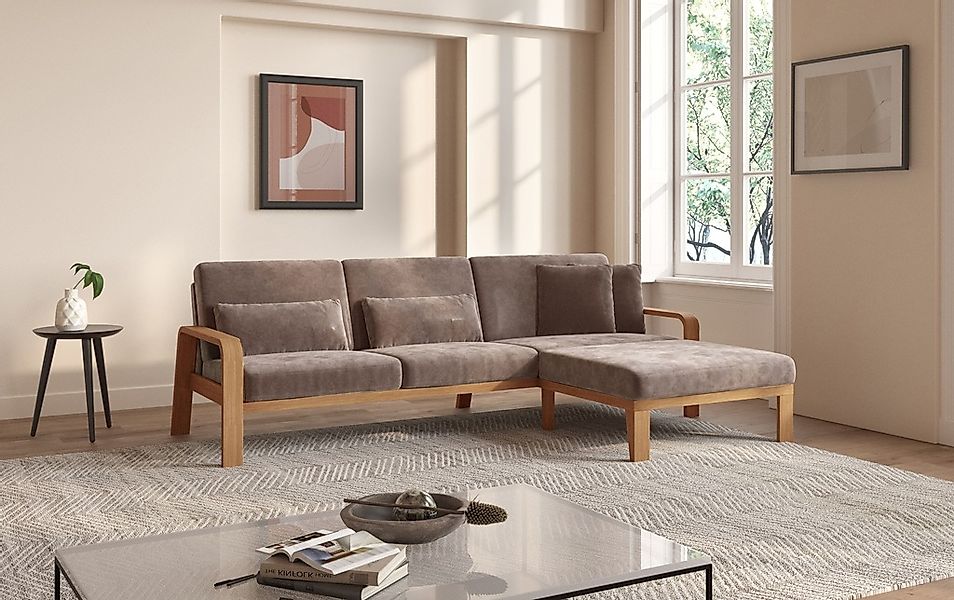 sit&more Ecksofa »Kolding L-Form« Armlehnen aus eichefarbigem Buchenholz, v günstig online kaufen