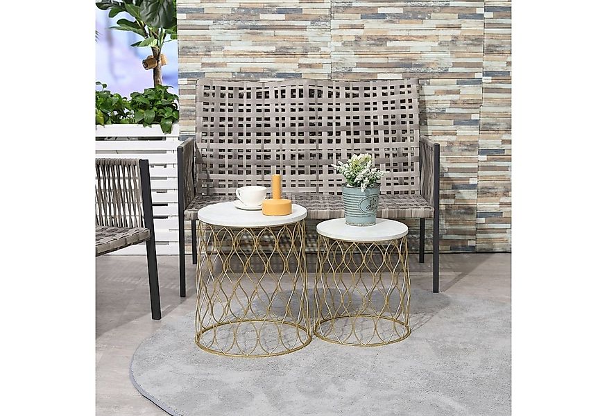 Outsunny Gartentisch Retro Drahtkorb Metallkorb Garten Satztisch Gartenmöbe günstig online kaufen