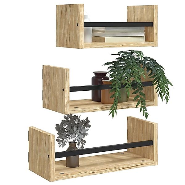vidaXL Regal 3-tlg. Wandregal-Set mit Stangen günstig online kaufen