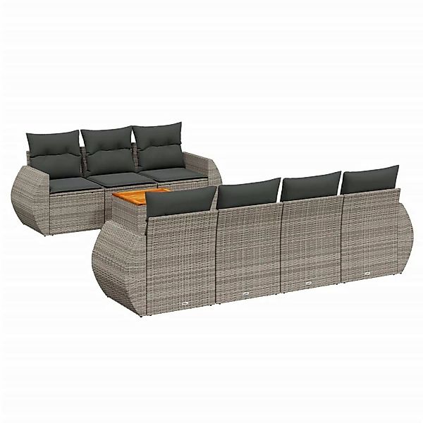 vidaXL 8-tlg Garten-Sofagarnitur mit Kissen Grau Poly Rattan Modell 79 günstig online kaufen