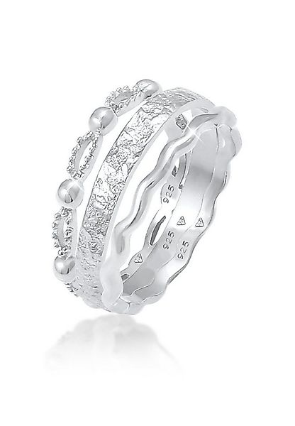 Elli Ring-Set Stabelringe Gehämmert Wellen (3 tlg) 925 Silber, Kugel günstig online kaufen