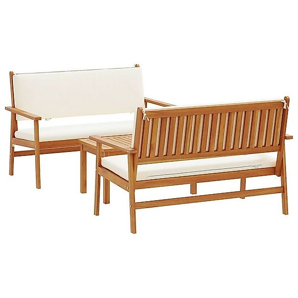 vidaXL Loungesofa 3-tlg. Garten-Sofagarnitur mit Kissen Massivholz, 3 Teile günstig online kaufen