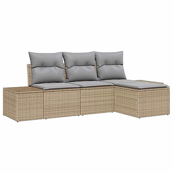 vidaXL Garten-Sofa-Set 4-Tlg Beige Poly Rattan 3347010 günstig online kaufen