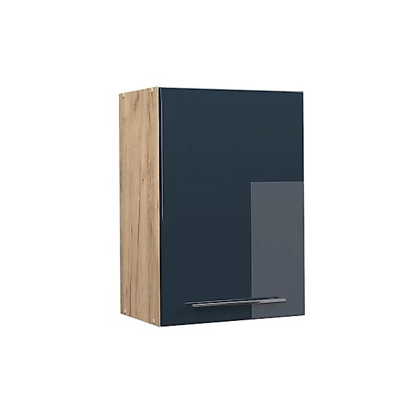 Vicco Hängeschrank Fame-Line Dunkelblau Hochglanz/Goldkraft Eiche 50 cm günstig online kaufen