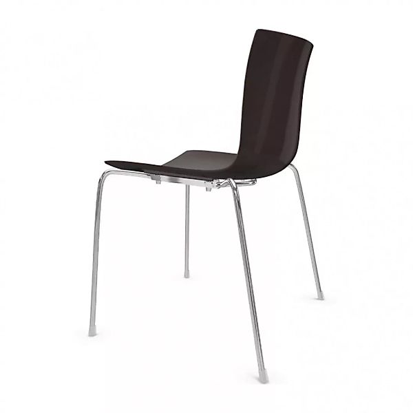 Arper - Catifa 46 Stuhl einfarbig Gestell Chrom - braun/Außenschale glänzen günstig online kaufen