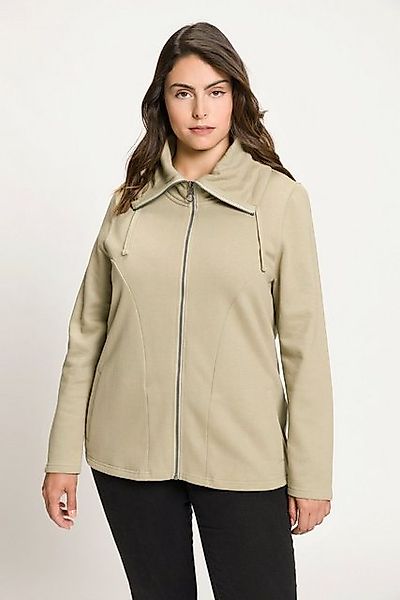 Ulla Popken Sweatjacke Sweatjacke drapierter Stehkragen günstig online kaufen