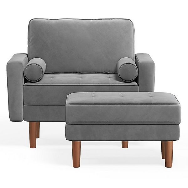 OUNUO Sofa Federsofa mit Einzelsitz und Fußstütze, 96*76*86cm, grau günstig online kaufen