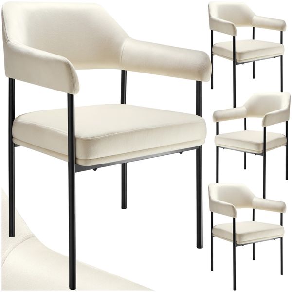 tectake Esszimmerstuhl Armlehnstuhl Doé, gepolstert, Stahlbeine günstig online kaufen