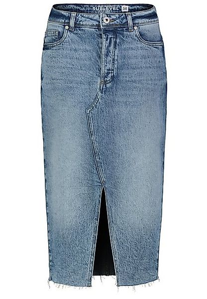 SUBLEVEL Sommerrock Modischer Skirt zerfranst mit Schlitz Denim Long Skirt günstig online kaufen