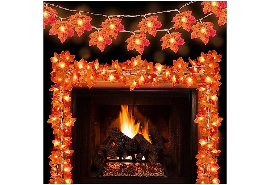 Qualra LED Dekolicht 1.5/3/6M Ahornblatt Lichterkette Batterie Halloween Li günstig online kaufen