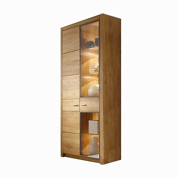 58 aufm Kessel Vitrine Janel 96x200x37 Vitrine Wild Eiche/Asteiche massiv g günstig online kaufen