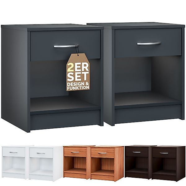 Casaria Nachttisch Hamburg (2-St), Schublade 50x40x35cm günstig online kaufen