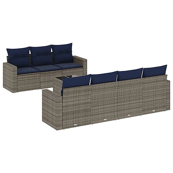 vidaXL 8-Tlg Garten-Sofagarnitur mit Kissen Grau Poly Rattan 3218720 günstig online kaufen