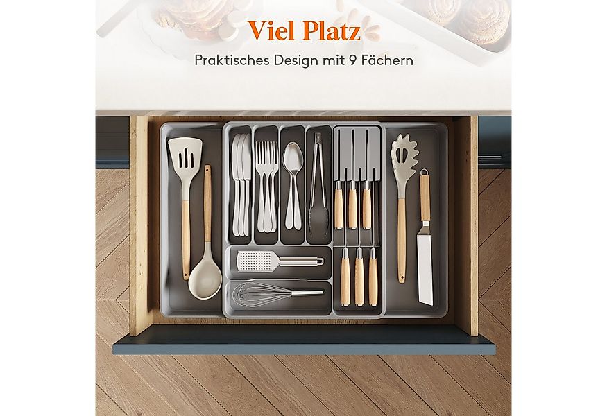 Lifewit Besteckeinsatz Erweiterbarer Besteckkasten mit herausnehmbarem Mess günstig online kaufen