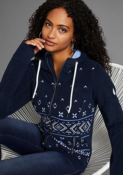 KangaROOS Fleecejacke mit Norweger Muster und Kapuze günstig online kaufen