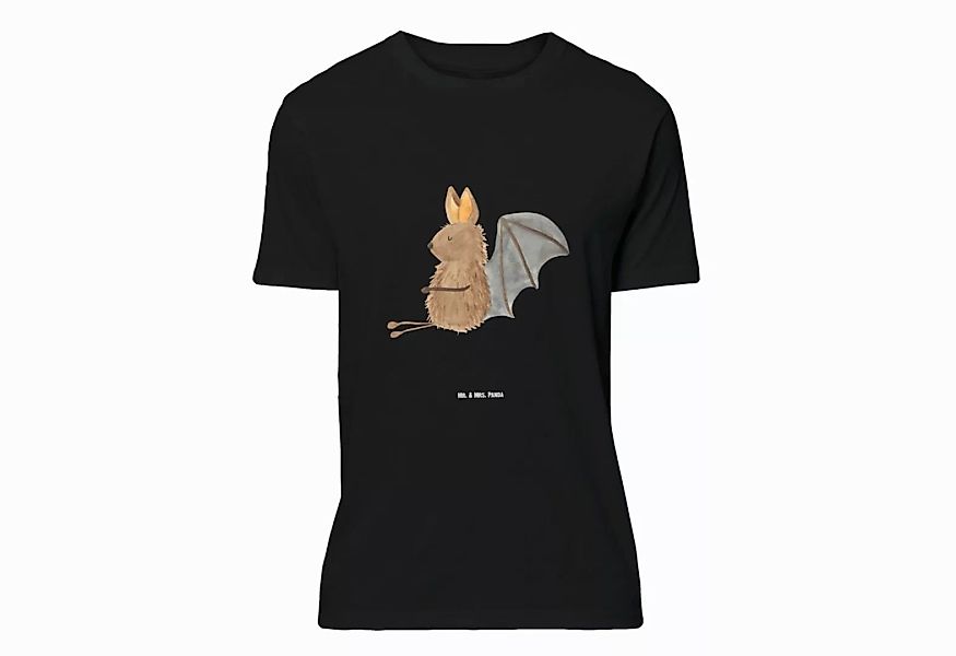 Mr. & Mrs. Panda T-Shirt Fledermaus sitzend - Schwarz - Geschenk, Shirt, lu günstig online kaufen