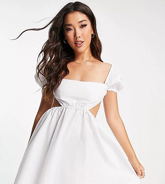 ASYOU – Schwingendes Minikleid in Weiß mit zwei Bindebändern am Rücken günstig online kaufen