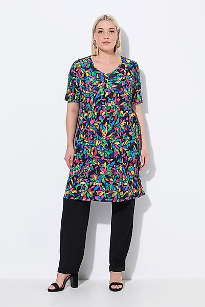 Ulla Popken Maxikleid Longshirt A-Linie V-Ausschnitt günstig online kaufen