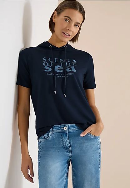 CECIL Kurzarm Shirt mit Kapuze und Wording günstig online kaufen