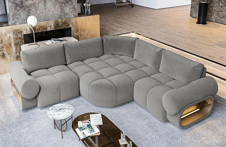Sofa Dreams Ecksofa Polster Stoff Samtstoff Couch Caivano L Form kurz Stoff günstig online kaufen