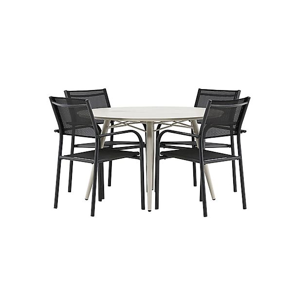 ebuy24 LinaSantorini Gartenset 1 Esstisch 4 Stühle Beige Tisch cm H74xB120x günstig online kaufen