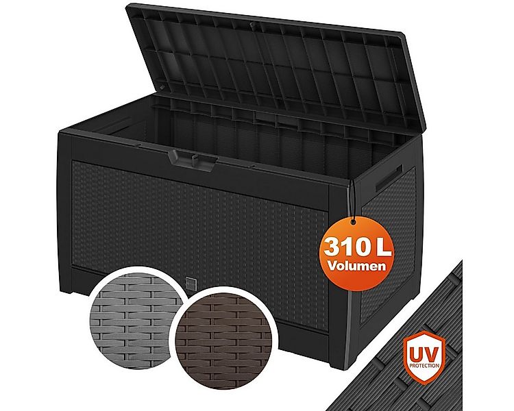 Casaria Auflagenbox Rato, 310L Haltegriffe Rollen Balkon Wohnzimmer Rattan- günstig online kaufen