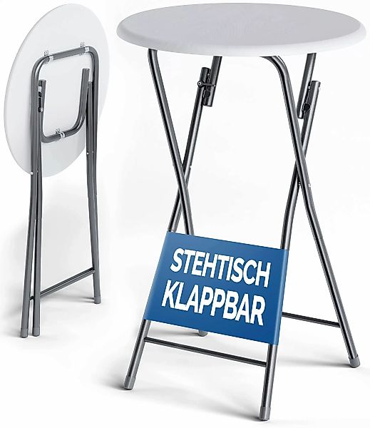 Stehtisch Weiß Holzdekor Ø60cm klappbar günstig online kaufen