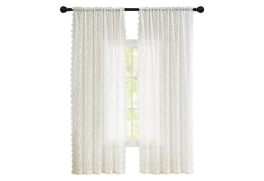 Refttenw Vorhang Spitzengardinen,Vintage-Blumenmuster lange Vorhänge günstig online kaufen