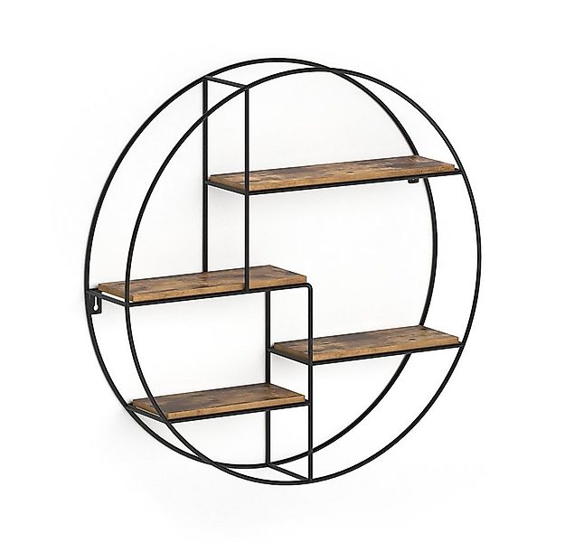 Vicco Bücherregal Fyrk, Eiche rustikal/Schwarz, 55 x 55 cm Rund, 1-tlg. günstig online kaufen