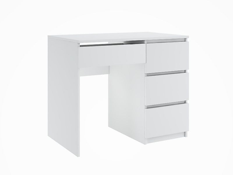 Furnify Computertisch 90 cm HADES mit 4 Schubladen, Rechtsseitiger, Weiß günstig online kaufen