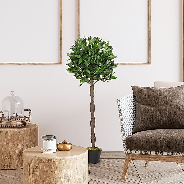 Outsunny 2er-Set Künstlicher Lorbeerbaum, 120 cm Kunstpflanzen im Zementtop günstig online kaufen
