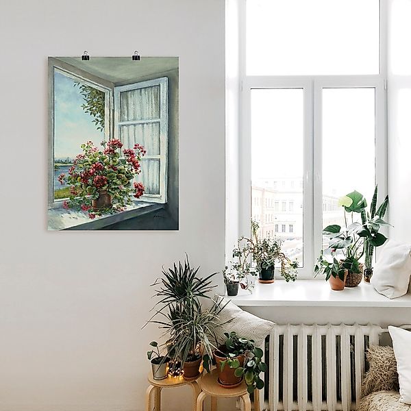Artland Wandbild "Geranien am Fenster" Blumen 1 Stk. tlg. als Alubild, Outd günstig online kaufen