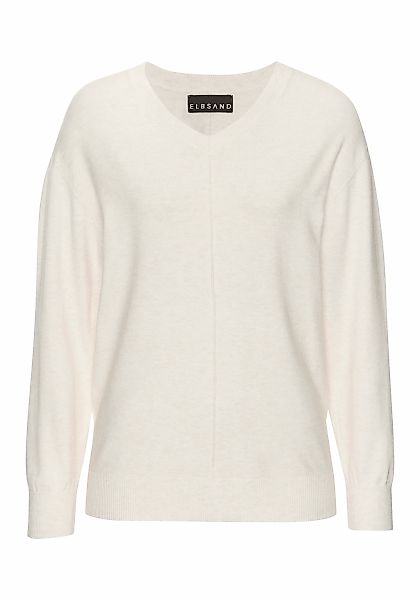 Elbsand V-Ausschnitt-Pullover, aus hochwertigem Strick mit eingestricktem L günstig online kaufen