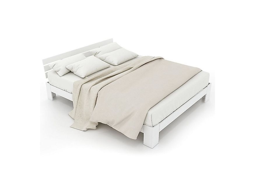 Ulife Massivholzbett Natur Doppelbett Holzbett Bettgestell mit Kopfteil (Oh günstig online kaufen