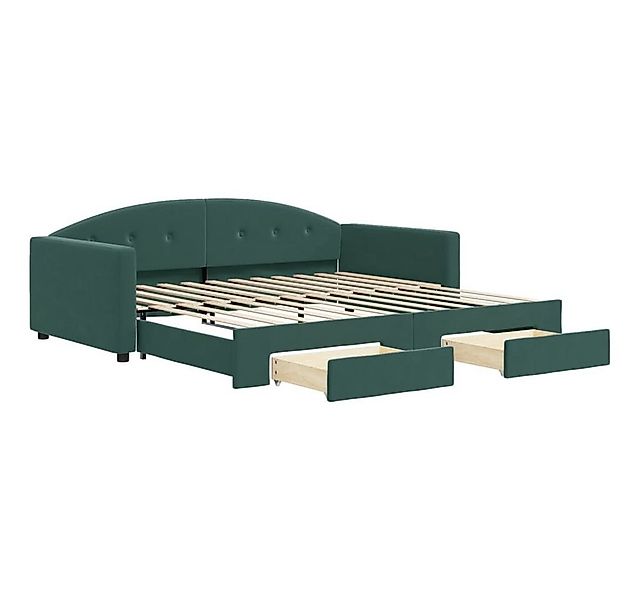 vidaXL Bett Tagesbett Ausziehbar mit Schubladen Dunkelgrün 100x200 cm Samt günstig online kaufen
