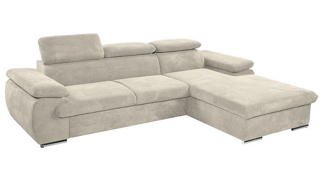 Massivart® Ecksofa CINDY Cord creme / 284 cm, Bettfunktion / Bettkasten / K günstig online kaufen