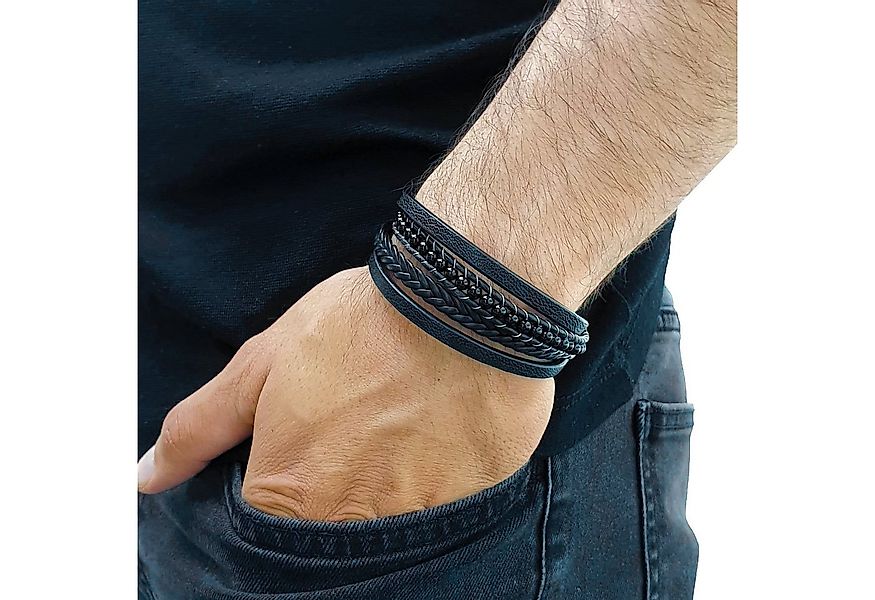 NAHLE Lederarmband Herren Lederarmband mit Onyx Perlen (inklusive Schmuckbo günstig online kaufen