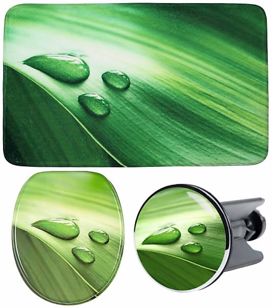 Sanilo Badaccessoire-Set "Green Leaf" bestehend aus WC-Sitz, Badteppich und günstig online kaufen