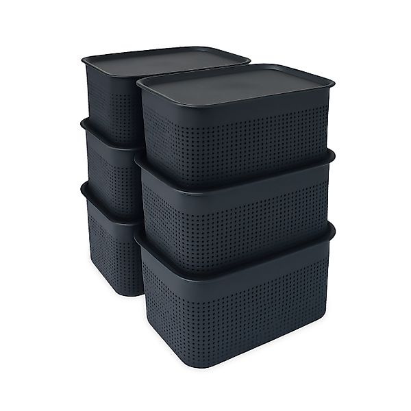 relaxdays Aufbewahrungsbox mit Deckel 6er Set, günstig online kaufen