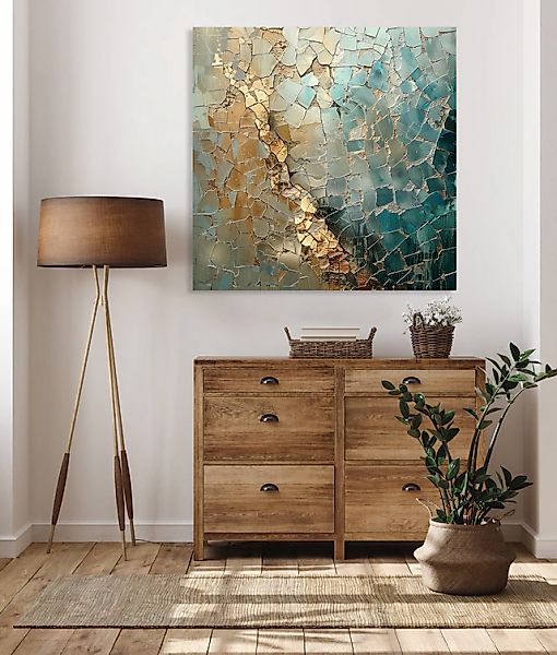 queence Acrylglasbild »Goldenes Mosaik« Abstrakt   Abstrakte   Formen   Gem günstig online kaufen