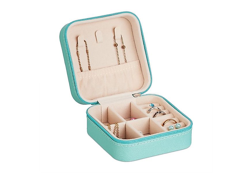 relaxdays Schmuckkasten Schmuckkästchen für Reisen, Türkis günstig online kaufen