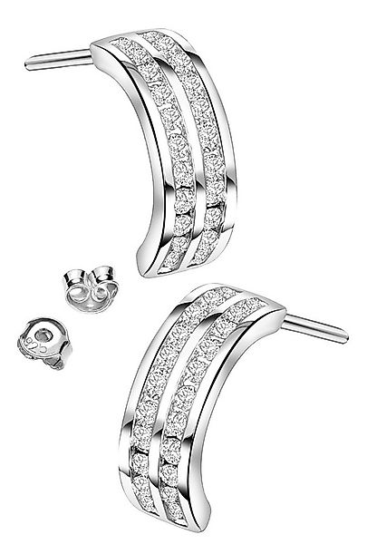 Limana Paar Creolen 925 Silber halbrunde Ohrringe Zirkonia Ohrstecker für F günstig online kaufen