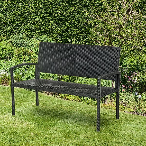 Outsunny Gartenbank schwarz Stahl B/H/L: ca. 60x87x122 cm günstig online kaufen