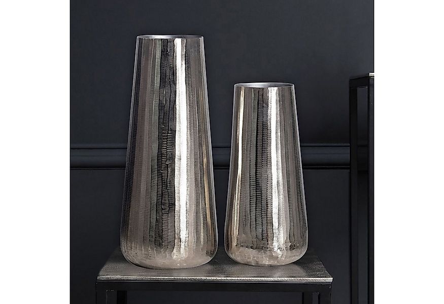 FINEBUY Tischvase Vase 2er Set Blumenvase Aluminium Silber Wohndeko Modern günstig online kaufen